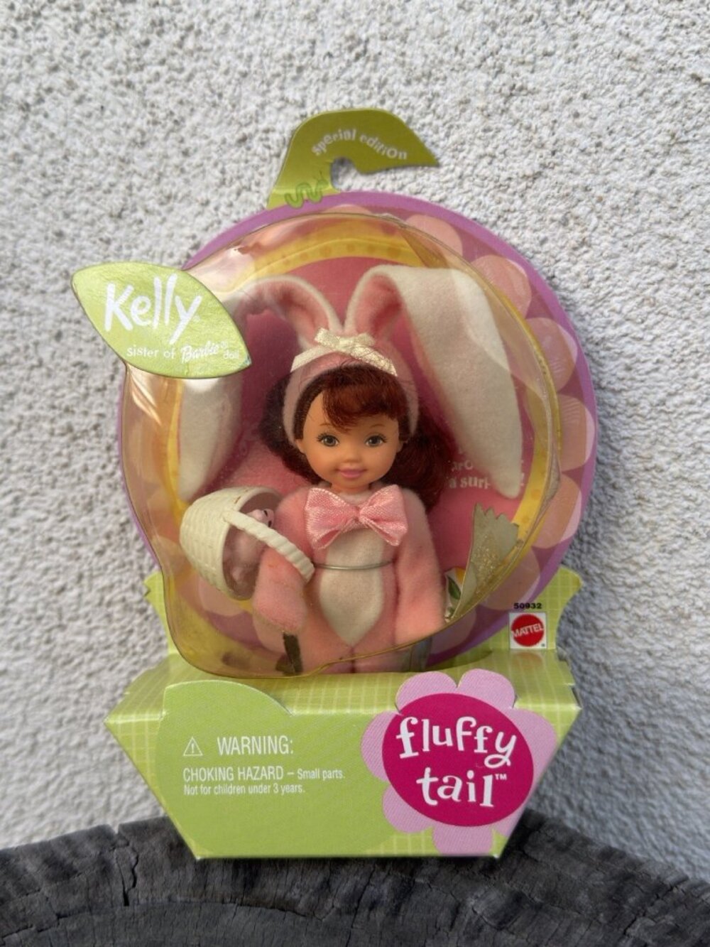 Vintage Fluffy Tail Kelly Sister of Barbie Doll Easter Bunny 2001 Pink